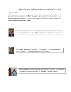 Expert Opinion about GTU’S Research week commenced from 18th March 2013 .
