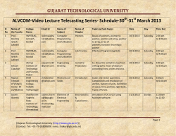 ALVCOM- Active Learning Video Lecture Communication- Schedule for 30th-31st March 2013