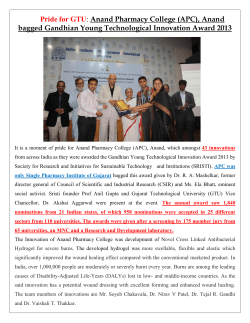 Anand Pharmacy College (APC), Anand bagged Gandhian Young Technological Innovation Award 2013