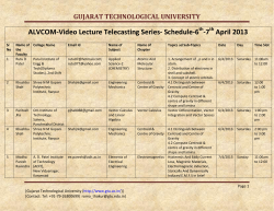 ALVCOM- Active Learning Video Lecture Communication- Schedule for 6th-7th April 2013