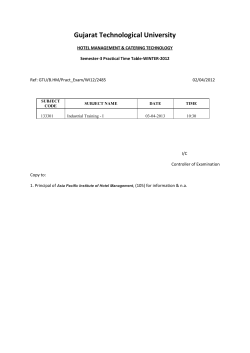 HOTEL MANAGEMENT & CATERING TECHNOLOGY Semester-3 Practical Time Table-WINTER-2012