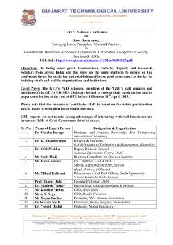 Inviting GTU's Ph.D Scholars, Members of GTU's Skill Councils and Members of GTU's UDISHA Club to participate and/or paper contribution in GCGG, April'2013.