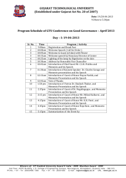 Final Program Schedule of GTU Conference on Good Governance &ndash; April&rsquo;2013