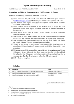 Instructions for filling up the exam forms of PDDC Summer 2013 exam