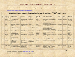ALVCOM- Active Learning Video Lecture Communication- Schedule for 27th-28th April 2013