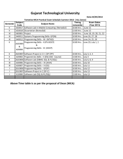 Tentative MCA Practical Exam Schedule Summer 2013 ( ALL Zones)