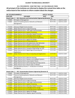 Revised time table for Branch code : 04,05,06, 22,26,27, 42, 44
