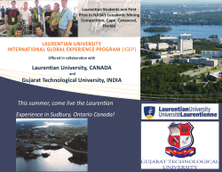 LAURENTIAN UNIVERSITY INTERNATIONAL GLOBAL EXPERIENCE PROGRAM (IGEP) Offered in collaboration with Laurentian University, CANADA and Gujarat Technological University, INDIA