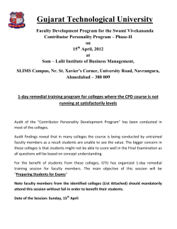 FDP for SVCPP-Phase-II (One -day remedial training program for colleges where the CPD course is not running at satisfactorily levels) on 15th April 2012 at Som &ndash; Lalit Institute of Business Management,Ahmedabad