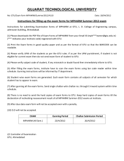 Instruction Schedule for filling up the exam forms for MPHARM Summer -2012 Exam