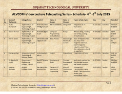 ALVCOM- Active Learning Video Lecture Communication- Schedule for Dt 4th-5th July 2015