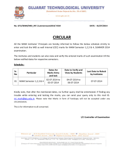 MID - Internal (CEC) marks for MAM Semester 1,2,3 4, SUMMER 2014