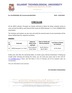 MID - Internal (CEC) marks for MTM Semester 3,4,5,6 SUMMER 2014