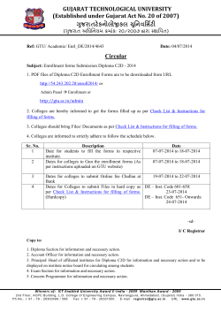 Enrollment forms Submission Diploma C2D - 2014