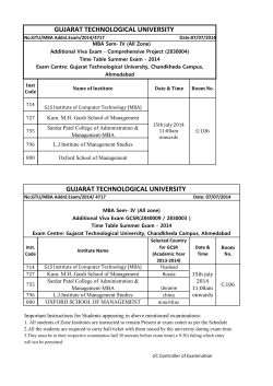 Time Table for Additional Viva Exam - Comprehensive Project (2830004) GCSR(2840009 / 2830003 ) Time Table Summer Exam - 2014