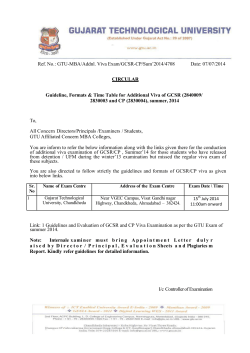Circular for Additional Viva of GCSR (2840009/ 2830003 and CP (2830004), summer, 2014