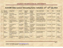 ALVCOM- Active Learning Video Lecture Communication- Schedule for 12th-13th July 2014