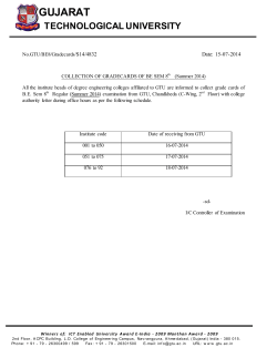 COLLECTION OF GRADECARDS BE SEM 8TH REGULAR (SUMMER - 2014)