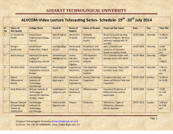 ALVCOM- Active Learning Video Lecture Communication- Schedule for 19th-20th July 2014