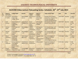ALVCOM- Active Learning Video Lecture Communication- Schedule for 26th-27th July 2014