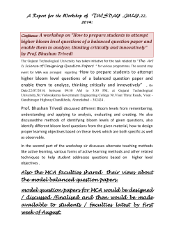 A workshop on &ldquo;How to prepare students to attempt higher bloom level questions of a balanced question paper and enable them to analyze, thinking critically and innovatively&rdquo; by Prof. Bhushan Trivedi