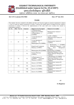 Equivalency of Bachelor of Pharmacy (Sem III to VIII).