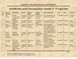 ALVCOM- Active Learning Video Lecture Communication- Schedule for 2nd-3rd August 2014