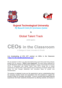 Live broadcasting of GTU-CGS and GTT seminar on CEOs in the classroom.