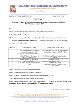 Guideline, Formats & Time Table of Summer Internship programme(2830005) VIVA Exams, Summer, 2014