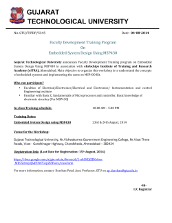 Faculty Development Training Program On Embedded System Design Using MSP430