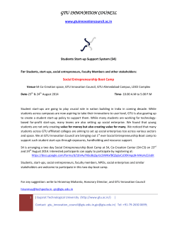 For Students, start-ups, social entrepreneurs and Faculty Members: Apply for the 2-day Social Entrepreneurship Boot Camp of 23th & 24th August 2014; Register online