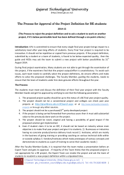 For attention of the Final Year BE students, Faculty members and HODs: The Process for Approval of the Project Definition for BE students_ 2014-15