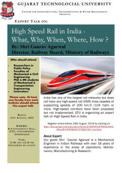 Inviting Faculties and Research Scholars for Expert Talk on High Speed Rail in India