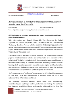 A Cordial Invitation to contribute in finalizing the modified balanced question paper for BE and MBA