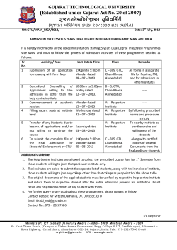 Admission Process of 5 Years Dual Degree Integrated Program: MAM and MCA