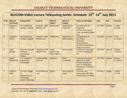 ALVCOM- Active Learning Video Lecture Communication- Schedule for 13th-14th July 2013