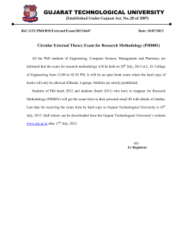 Circular for Research Methodology External Exam (PH0001)
