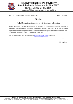 Master Time Table for B.E. Course first year for academic year 2013-14
