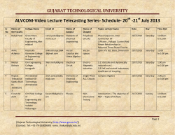 ALVCOM- Active Learning Video Lecture Communication- Schedule for 20th-21st July 2013