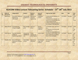 ALVCOM- Active Learning Video Lecture Communication- Schedule for 27th-28th July 2013