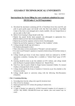 Instructions for form filling for new students admitted in year 2013(Under C to D Programme)