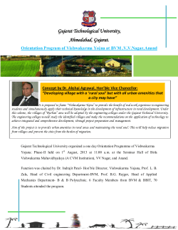 Report of Orientation Programme of Vishwakarma Yojana held on 1st August, 2013 at BVM College,V V Nagar,Anand