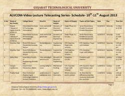 ALVCOM- Active Learning Video Lecture Communication- Schedule for 10th-11th August 2013
