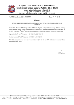 Schedule for the Registration and Practical Sessions for the DLM Students