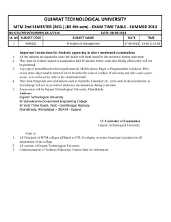 MTM 2nd SEMESTER (REG.) (BE 4th sem) - EXAM TIME TABLE - SUMMER 2013