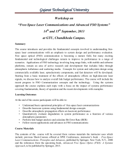 GTU Organizes 2 Day Workshop On Free-Space Laser Communications and Advanced FSO Systems on 14th - 15th September, 2013 at GTU, Chandkheda Campus, Ahmedabad