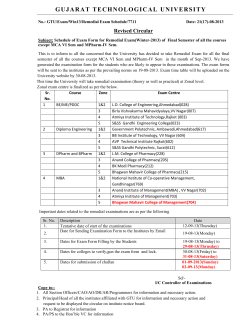 Schedule of Exam Form for Remedial Exam(Winter-2013) of Final Semester of all the courses except MCA VI Sem and MPharm-IV Sem.(Revised)