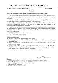 Circular for facility of online viewing of evaluated answer script on payment basis for BE7th,BE8th and all PG Programmes(Summer-2013 Exam)