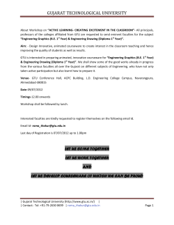 Active Learning- Creating Excitement in the Classroom" on 09/07/2012 at GTU Conference Hall especially for subject Engineering Graphics (B.E. 1st Year) & Engineering Drawing (Diploma 1st Year)