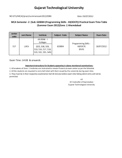 MCA Semester -2 (Sub: 620004 (Programming Skills - III(OOCP)) Practical Exam Time Table (Summer Exam 2012))Zone -1 Ahmedabad